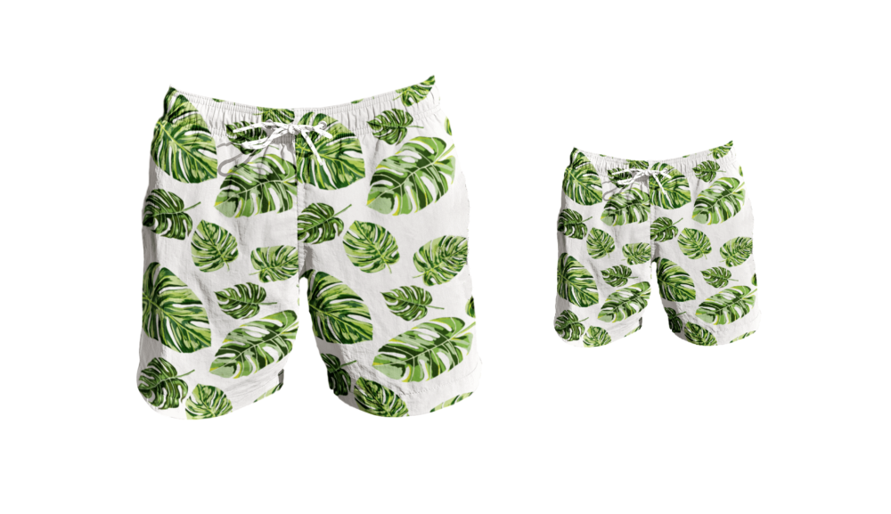 Father and Son Swim Trunks - Botanical Leaves