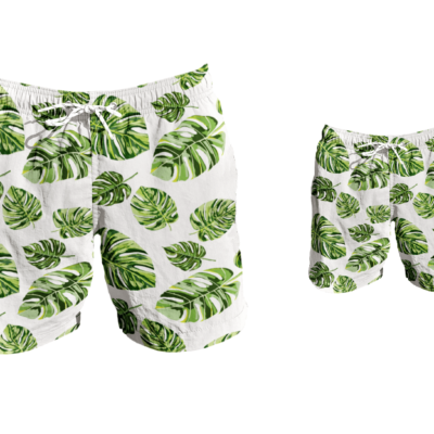 Father and Son Swim Trunks - Botanical Leaves