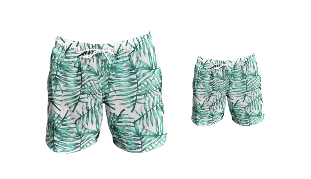 Father and Son Swim Trunks - Tropical Leaves