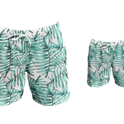 Father and Son Swim Trunks - Tropical Leaves