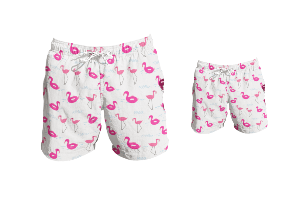 Father and Son Swim Trunks - Flamingo