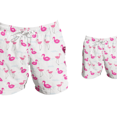 Father and Son Swim Trunks - Flamingo