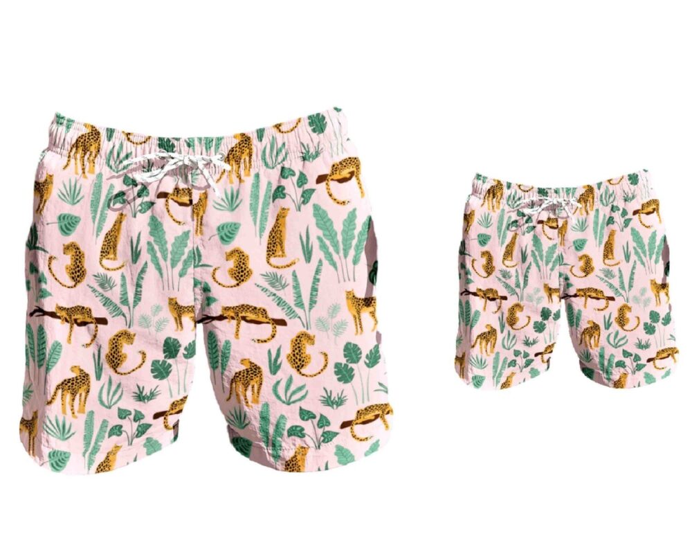 Matching Swim Trunks - Pink Cheetah