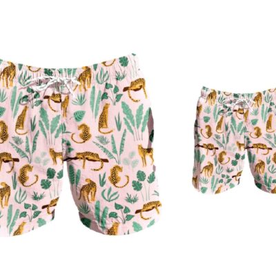 Matching Swim Trunks - Pink Cheetah