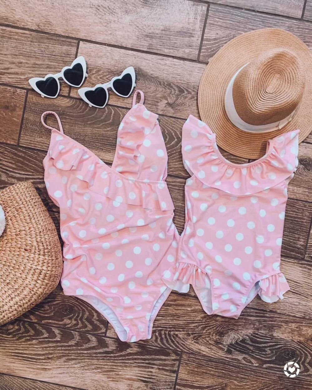 Mommy & Me Swimsuits - Pink Polka Dots