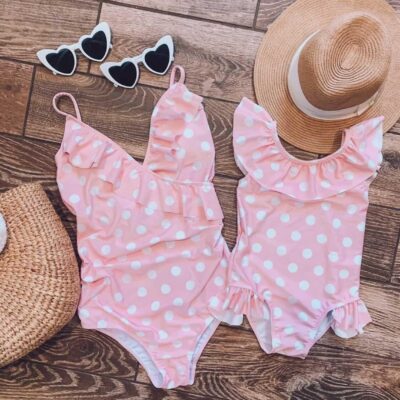 Mommy & Me Swimsuits - Pink Polka Dots