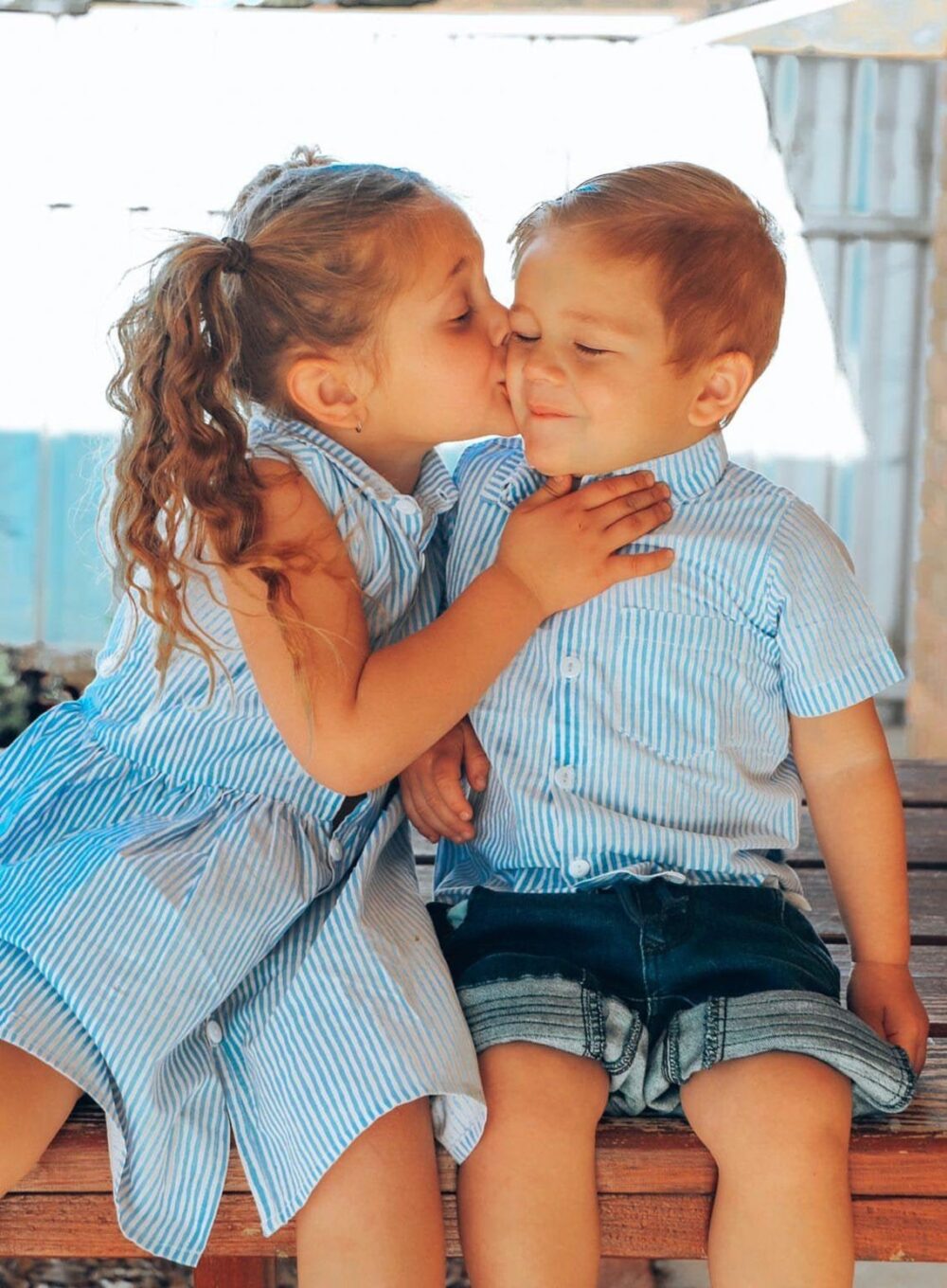 Siblings Outfit – Blue Striped - Image 4