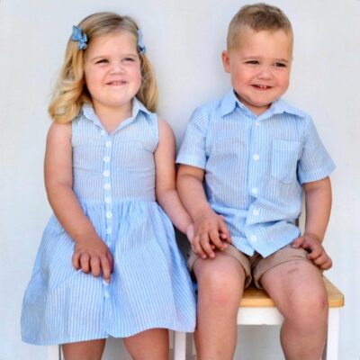 Siblings Outfit – Blue Striped