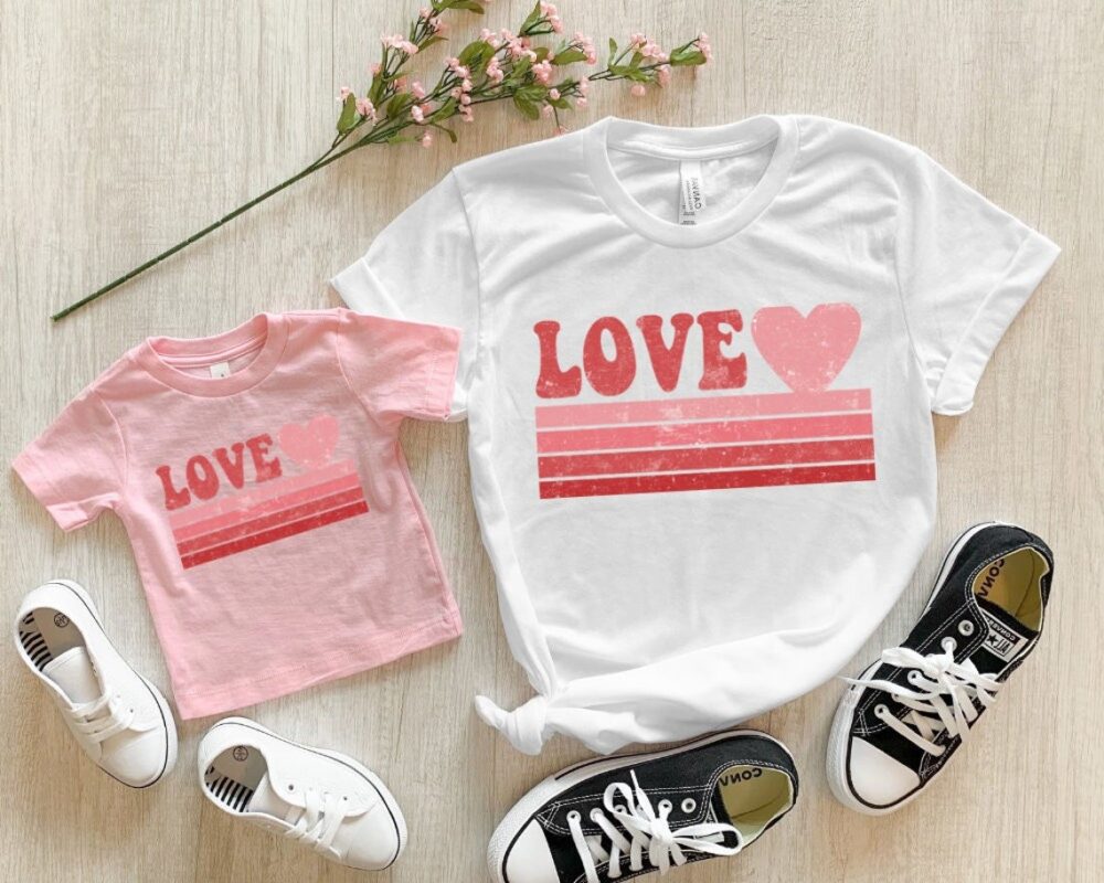Mommy & Me T-Shirts – Heart Retro