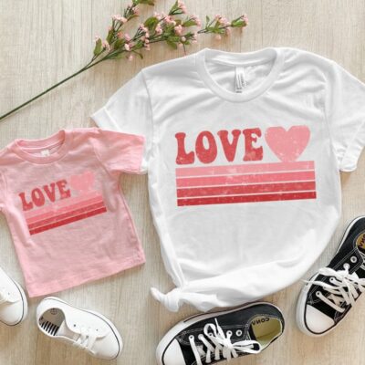 Mommy & Me T-Shirts – Heart Retro