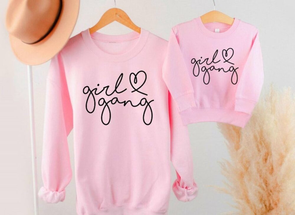 Mommy & Me Sweatshirts – Girl Gang White - Image 2