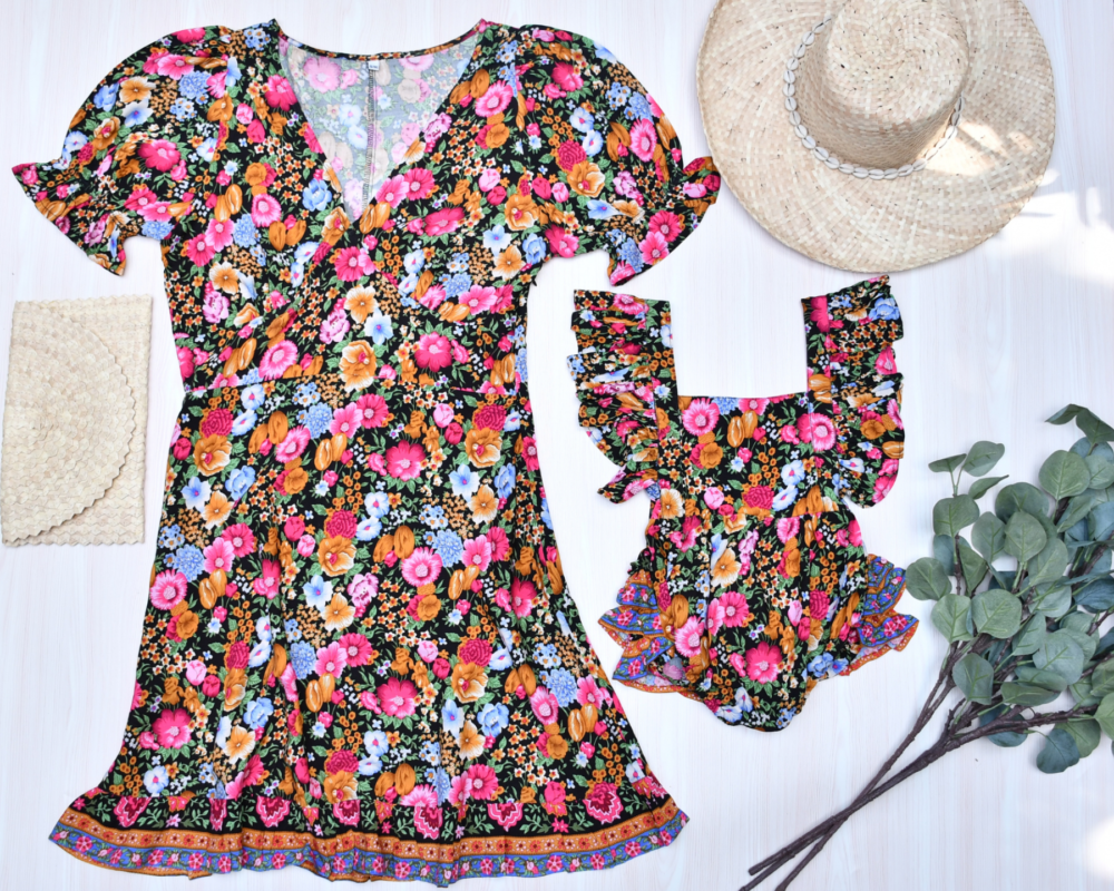 Puff Sleeve Dress - Mustard Floral - Image 3