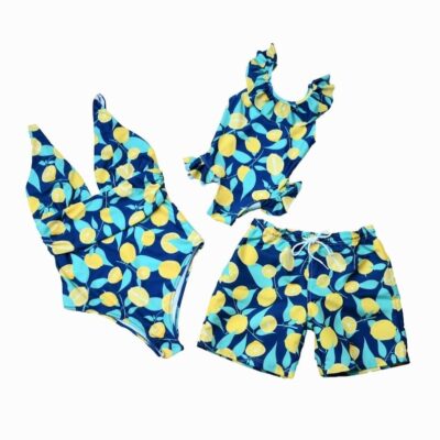 Matching Family Swimsuits - Blue Lemon