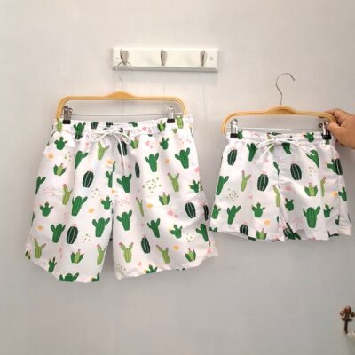 Daddy & Me Swim Shorts - Cactus White