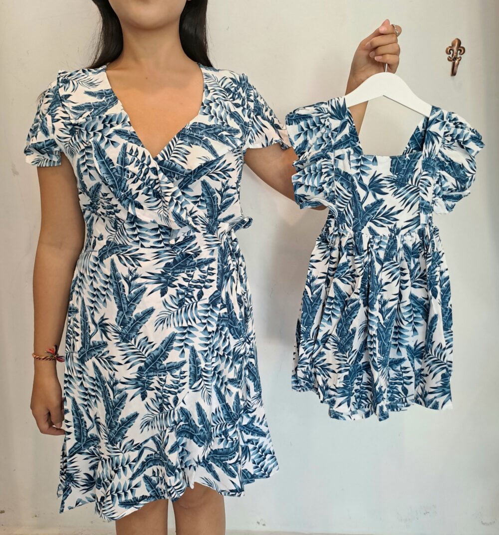 Mommy & Me Dresses - Blue leaf