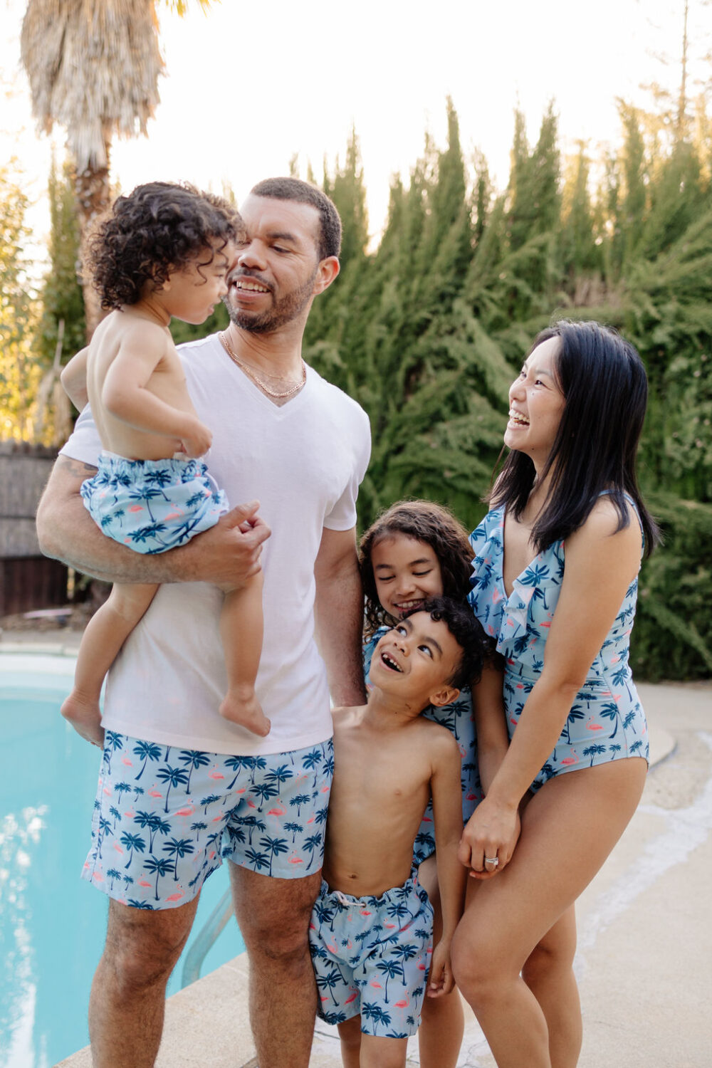 Matching Family Swimsuits - Blue Palm