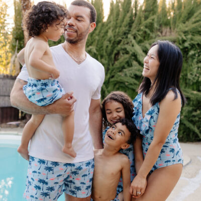 Matching Family Swimsuits - Blue Palm