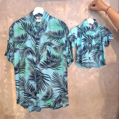 Father & Son Matching Shirts - Green Leaves