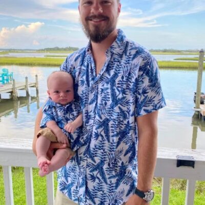 Daddy & Me Outfit - Blue Leaf