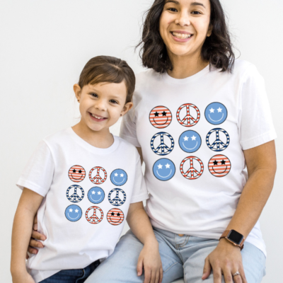 4th July Family Shirts - Peace Emoji